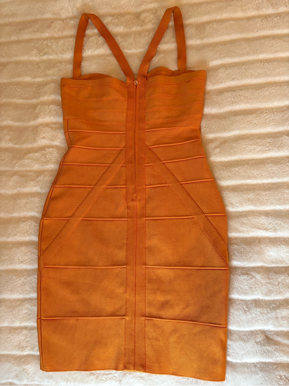 Herve Leger Bright Orange Bandage Mini Dress